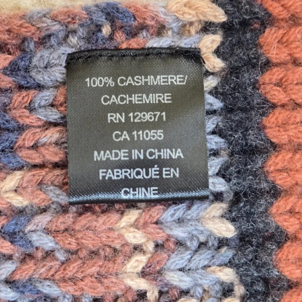 360 Cashmere Striped Brown Knit Scarf